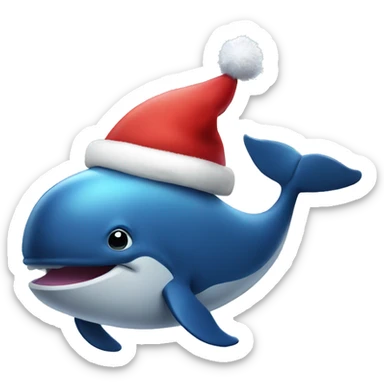 Whale with xmas hat sticker