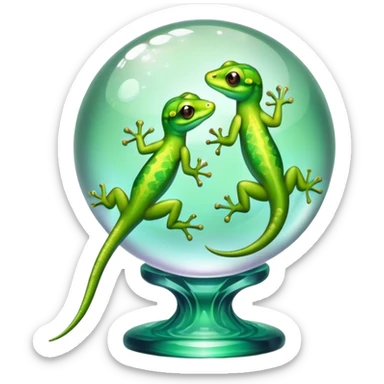 gecko with two heads on a crystal ball sticker