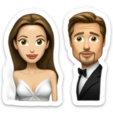 Angelina jolie and Brad Pitt in a box sticker