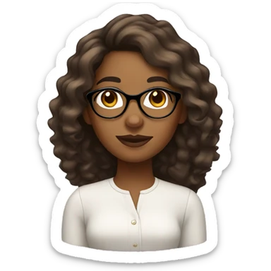 Brown girl with wavy hair and round glasses sticker