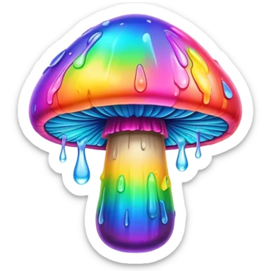  melting neon rainbow mushroom  sticker