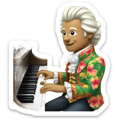 Mozart at a luau sticker