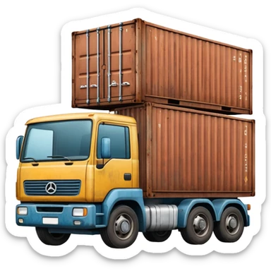 truck holding container sticker