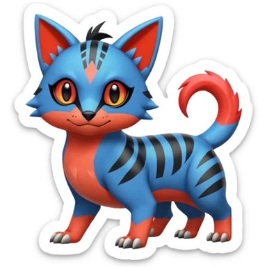  exotic colorful tropical cyber-Sleuth-Litten-Linoone-Noibat-Fakémon-Pokémon-Vernid-creature sticker