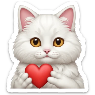 Cute white cat making heart shape with his hand above the head like this🙆‍♂️ sticker