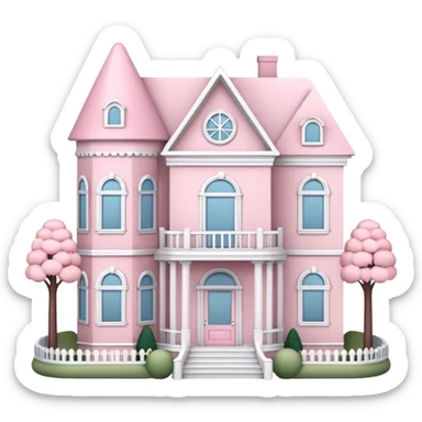 baby pink dollhouse mansion with miniature furniture  sticker