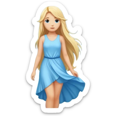 A white girl with blonde hair, in the mountains, near a waterfall sticker