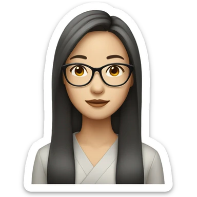 chinese woman with long hair and glasses sticker