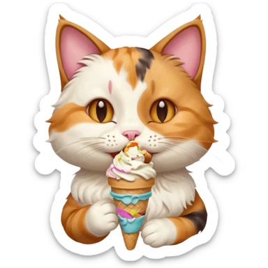A cat enjoying an ice cream, eyes closed in delight, portrait, bust up sticker