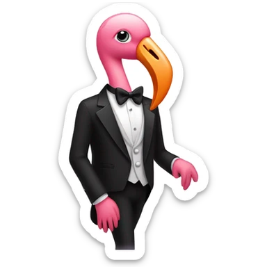 Flamingo in a tux sticker