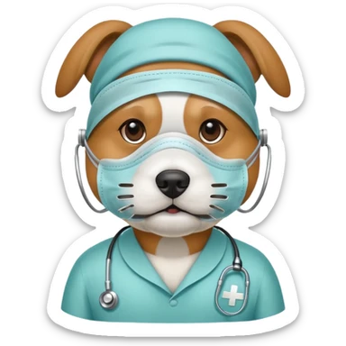 dog Wearing Medical Mask sticker