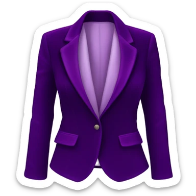 Realistic isolated dark purple velvet feminine fashion blazer. sticker