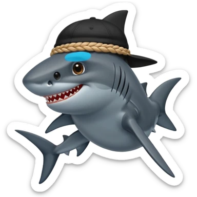 Shark with a black cap and he has hear look like braids sticker