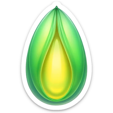 glowing green magical cocoon with yellow aura, translucent, soft curves, magical symbol sticker