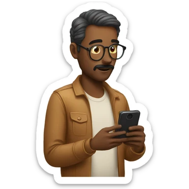 man completely distracted on his phone sticker