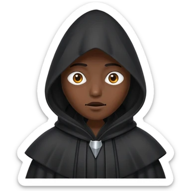 Rapping Posture Tall black robe with cone-shaped hood covering face, two eyes slightly visible through slit.” sticker