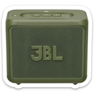 JBL Go 4 portable speaker in khaki green color, compact rectangular shape with rounded corners, front view showing speaker grill and JBL logo sticker