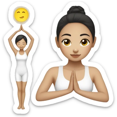 Asian girl doing yoga with light skin and dark hair, black eyes sticker