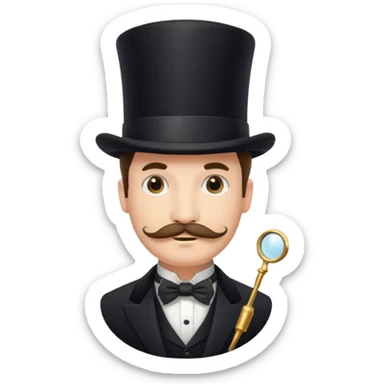 Fancy man with top hat and mustache with fancy look on his face and monocle sticker