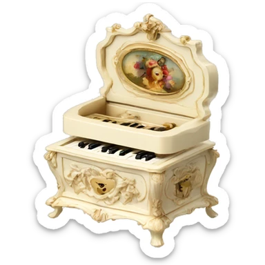 Vintage rococo ivory music box sticker