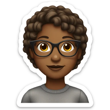  Brown skin girl with glasses and brown hair sticker