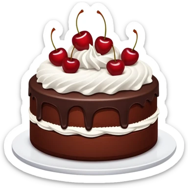 Black Forest cake with chocolate, cherries, and whipped cream sticker