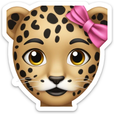  Face girl leopard with black and blue spots with pink ribbon  sticker