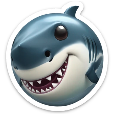 a shark turned into a round bouncy shark ball with all its shark features painted onto the surface of the ball sticker
