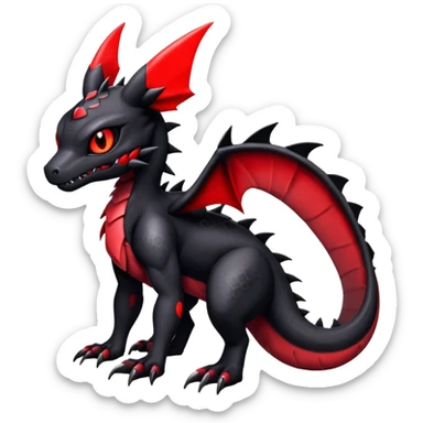 Scaly Cute Badass Gloomy Dark Guilmon-Salandit-Umbreon-Fakémon-hybrid-creature (full body)  sticker