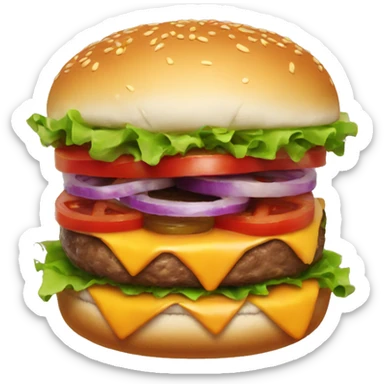 flame burger sticker