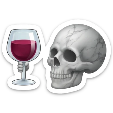 Una calavera de expresión de soltando un facto tomando un copa de vino sticker