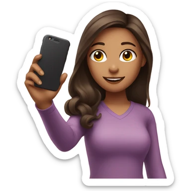 Brunette Girl taking selfie with her phone sticker