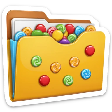 file folder with yellow candy picture on front sticker