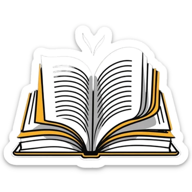 An open book with pages flipping sticker