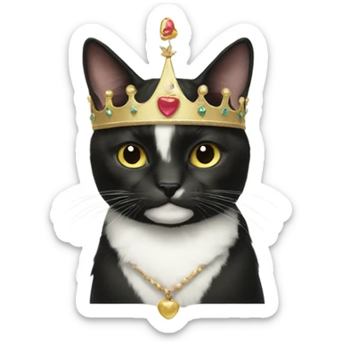 Tuxedo cat wearing a crown  sticker
