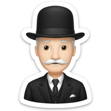 very big white moustachhe and typical 1900 elegant clothes and hat in black sticker