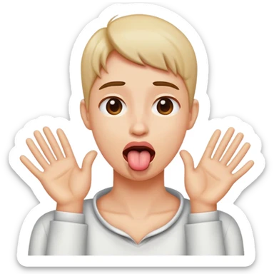 Person hands around neck and sticking tongue out  sticker