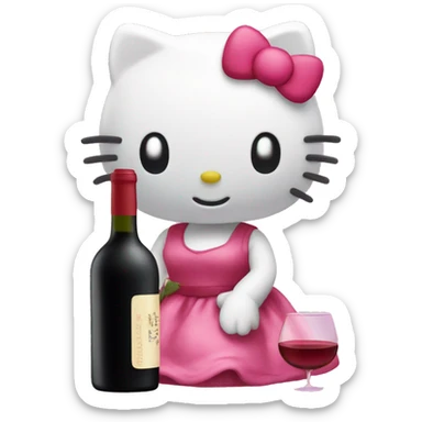 Hello Kitty with wine  sticker