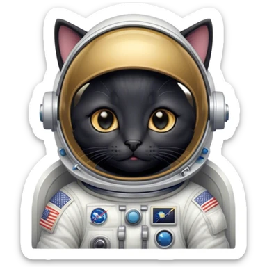 Black kitten astronaut  sticker