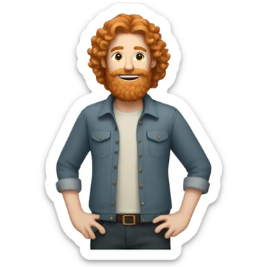 Ginger man with long curly hair and beard  sticker