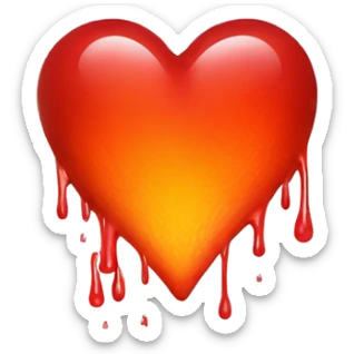 bleeding red heart glowing red-orange sticker