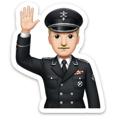 Hitler raising one hand straight out like a Sieg Hail salute in Black SS uniform  sticker