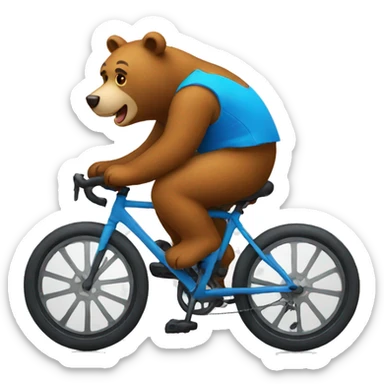 an emoji bear cycling sticker