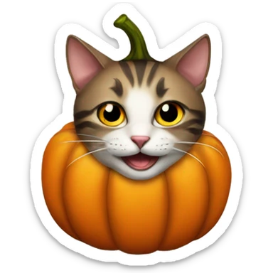 a cat in a halloween pumpkin sticker