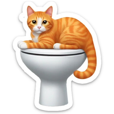 Orange cat sitting in a toilet sticker