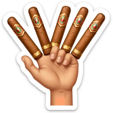 a hand holding lots of cigars sticker