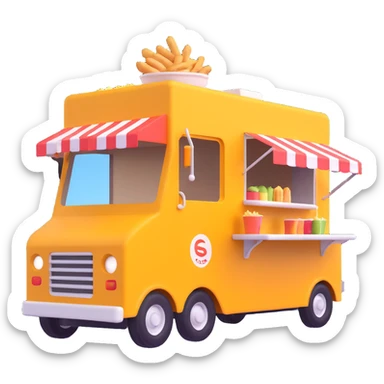 generate me a 3D shaorma food truck red sticker