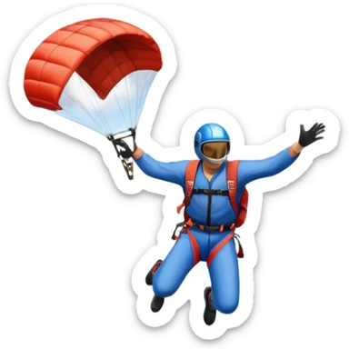 A base jumper soaring through the sky, with a parachute deployed, gliding over a dramatic cliffside or tall building. The background showcases a vast landscape below, with clouds and open skies, emphasizing the adrenaline and freedom of the sport sticker
