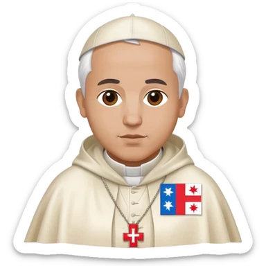 The pope wearing a robe with a Chicago flag sticker