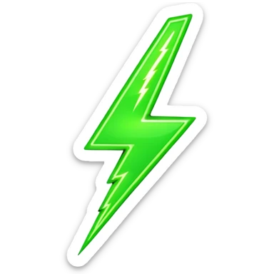 A single neon green lightning bolt emoji, glossy and smooth, vibrant neon green color, high detail, simple and cute design, isolated on white background, centered composition

 sticker
